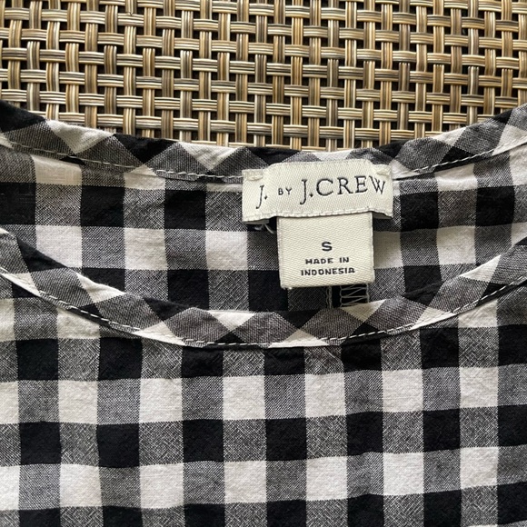 J.Crew Black and White Checkered Tie-Front Top - Picture 7 of 9
